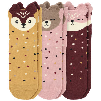 3 Paar Mädchen Socken mit Tiergesichtern
