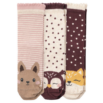 3 Paar Mädchen Socken mit Tier-Motiven