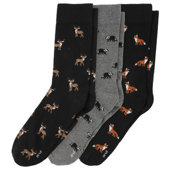 3 Paar Herren Socken mit Tier-Motiven