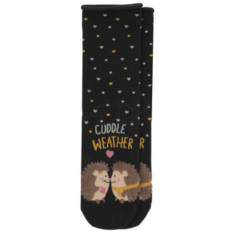 1 Paar Damen Socken mit Igel-Motiv