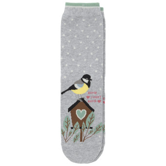 1 Paar Damen Socken mit Vogelhaus-Motiv