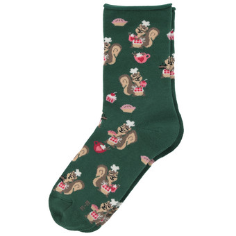 1 Paar Damen Socken mit Eichhörnchen-Motiven