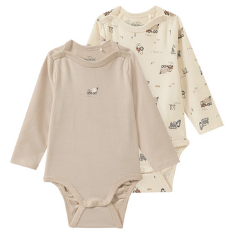 2 Baby Langarmbodys mit Fahrzeug-Prints