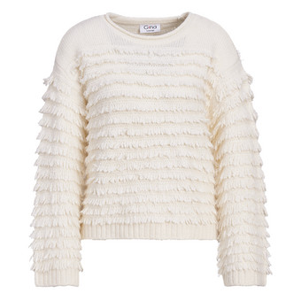 Damen Strickpullover mit Feder-Optik