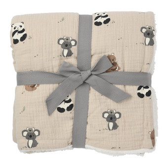 Musselin-Decke mit Teddyfleece