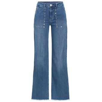Damen Wide-Leg-Jeans mit Nieten Applikation