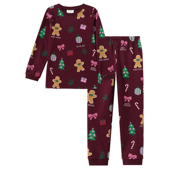 Mädchen Weihnachtsschlafanzug mit Prints