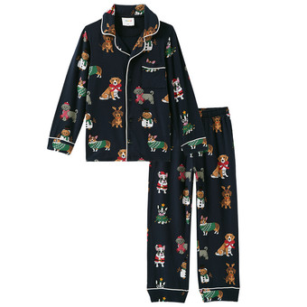 Kinder Weihnachtsschlafanzug mit Hunde-Prints