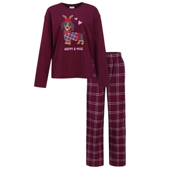 Kerstpyjama voor dames met teckelprint