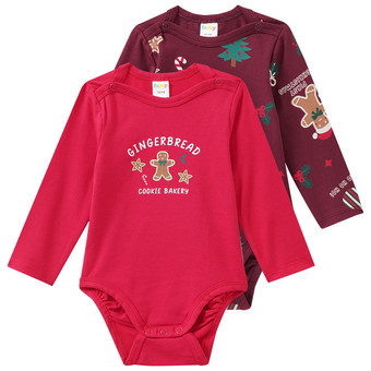 2 Baby Weihnachtsbodys im Set