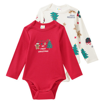 2 Baby Weihnachtsbodys im Set