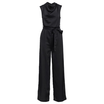 Damen Satin-Jumpsuit unifarben