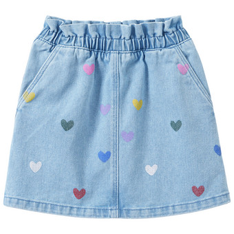 Mädchen Jeansrock mit bunten Herzen