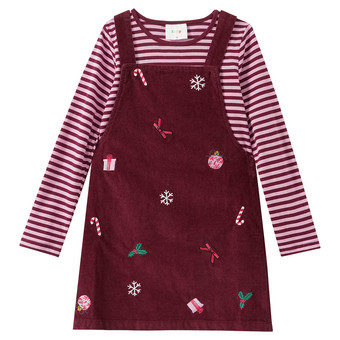 Mädchen Weihnachtsset mit Kleid und Shirt