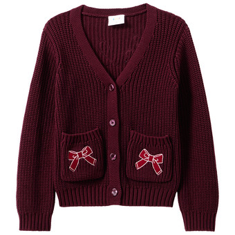 Mädchen Weihnachtsstrickjacke mit Stickerei