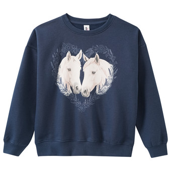 Mädchen Sweatshirt mit Pferde-Motiv