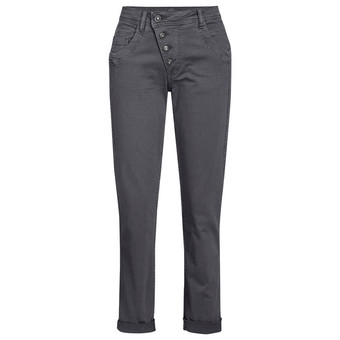 Damen Boyfriend-Jeans mit schräger Knöpfung