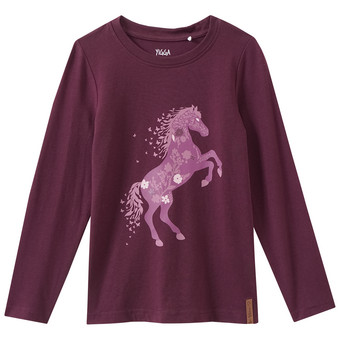 Mädchen Langarmshirt mit Pferde-Print