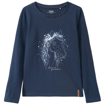 Mädchen Langarmshirt mit Pferde-Print