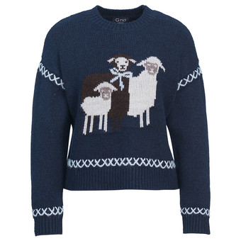 Damen Strickpullover mit Schaf-Motiv