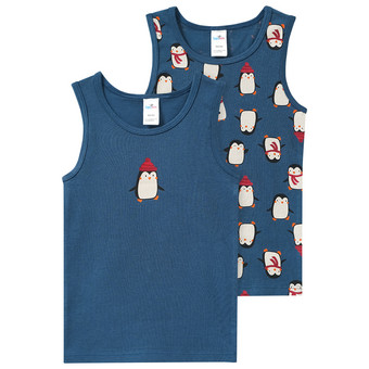 2 babyhemdjes met pinguïnmotieven