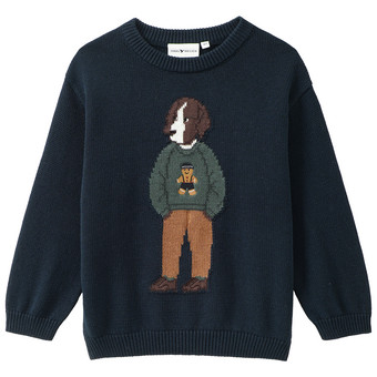 Jungen Strickpullover mit Hunde-Motiv
