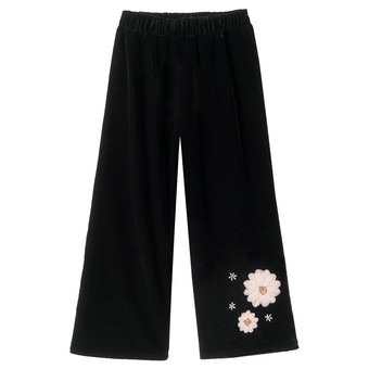 Mädchen Samthose mit Blumen-Applikation