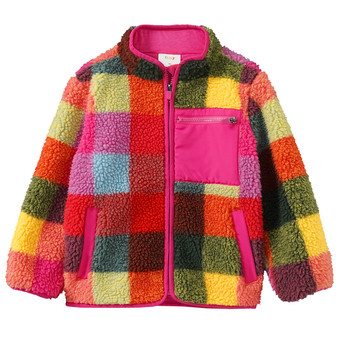 Mädchen Teddyjacke bunt kariert