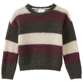 Kinder Woll-Strickpullover mit Blockstreifen