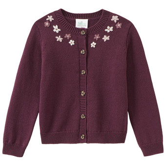 Mädchen Strickjacke mit Blumen-Stickerei