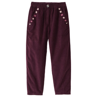 Mädchen Cordhose mit Blumen-Stickerei