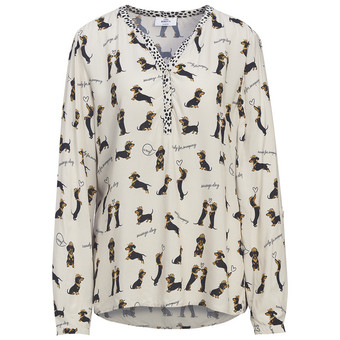 Damesblouse met all-overprint van teckels