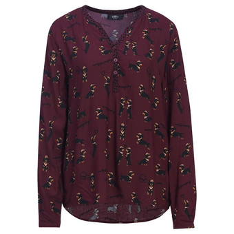 Damesblouse met all-overprint van teckels