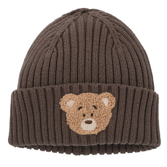Baby Strickmütze mit Bären-Applikation
