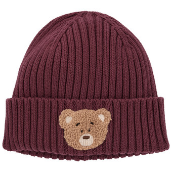 Mädchen Strickmütze mit Bären-Applikation