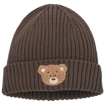 Kinder Strickmütze mit Bären-Applikation