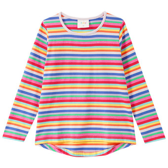 Mädchen Langarmshirt mit bunten Streifen