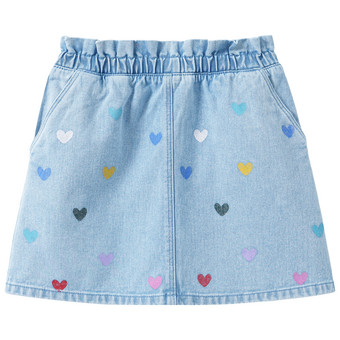 Mädchen Jeansrock mit bunten Herzen