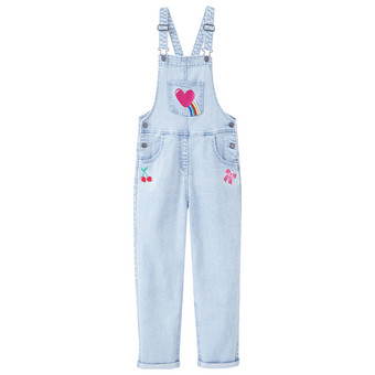 Mädchen Latzhose mit bunten Stickereien
