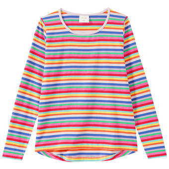 Mädchen Langarmshirt mit bunten Streifen