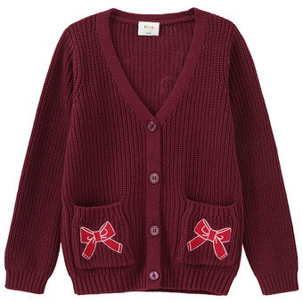 Mädchen Weihnachtsstrickjacke mit Stickerei