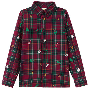 Jungen Weihnachtshemd mit Stickerei