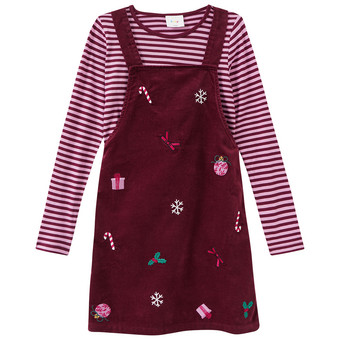 Mädchen Weihnachtsset mit Kleid und Shirt