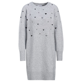 Damen Strickkleid mit Herz-Stickerei