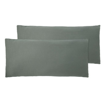 2 Musselin-Kissenhüllen 40 x 80 cm unifarben