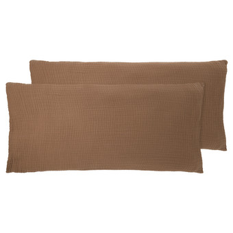 2 Musselin-Kissenhüllen 40 x 80 cm unifarben