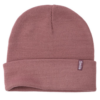 Damen Strickmütze mit kleinem Aufnäher 