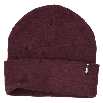 Damen Strickmütze mit kleinem Aufnäher 