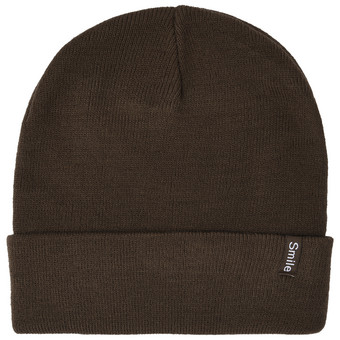 Damen Strickmütze mit kleinem Aufnäher 
