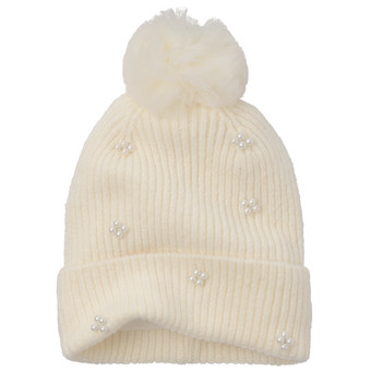 Mädchen Strickmütze mit Zierperlen